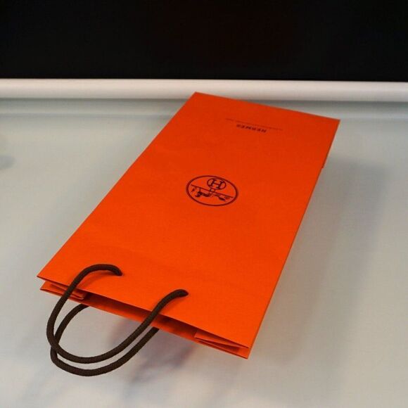 Hermes Original Shopping Gift Bag Iconic HERMÈS Slim Tall Orange 16.25" x 8" x 4 - Picture 2 of 8